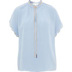 MICHAEL Michael Kors SCALLOP CHAIN TO Bluzka chambray. Niebieskie bluzki damskie marki MICHAEL Michael Kors, xs, z jedwabiu. Za 949,00 zł.