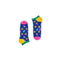Skarpetki Happy Socks - Hamburger Low (HAM05-6000). Szare skarpetki damskie Happy Socks, w kolorowe wzory, z bawełny. Za 27,90 zł.