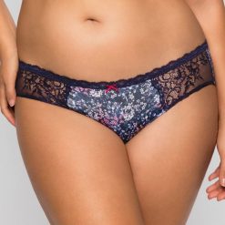 Klasyczne figi Raquel Floral. Brązowe figi damskie marki Dorina, w koronkowe wzory, z bawełny. Za 37,99 zł.