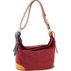 Torebki klasyczne damskie: Skórzana torebka w kolorze czerwonym ze wzorem – 30 x 25 x 16 cm
