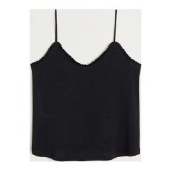 Mango - Top Delavega. Czarne bluzki damskie Mango, s, bez wzorów, z elastanu, bez kołnierzyka. Za 69,90 zł.