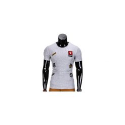 T-SHIRT MĘSKI Z NADRUKIEM S818 - SZARY. Szare t-shirty męskie Ombre Clothing, s, z nadrukiem, eleganckie, bez kołnierzyka. Za 39,00 zł.