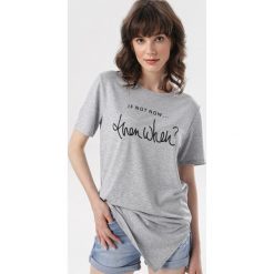Szary T-shirt Chyenne. Szare bluzki damskie Born2be, xl, bez wzorów, bez kołnierzyka. W wyprzedaży za 59,99 zł.