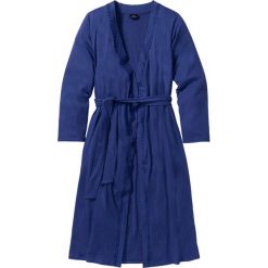 Szlafrok z dzianiny shirtowej bonprix kobaltowy. Niebieskie szlafroki damskie bonprix, w paski, z dzianiny, bez rękawów, bez kaptura. Za 74,99 zł.