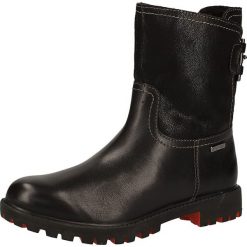Skórzane botki w kolorze czarnym. Czarne botki damskie Tamaris, Caprice, Marco Tozzi, s.Oliver, bez obcasa, na klamry. W wyprzedaży za 232,95 zł.