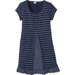 Koszula nocna bonprix ciemnoniebiesko-biały z nadrukiem. Niebieskie koszule nocne damskie bonprix, z nadrukiem, bez rękawów. Za 24,99 zł.