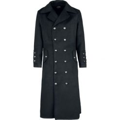 H&R London Classic Military Coat Płaszcz czarny. Czarne płaszcze na zamek męskie H&R London, xl, z aplikacjami, z materiału. Za 527,90 zł.