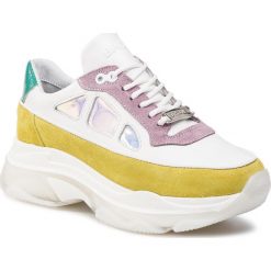 Sneakersy BRONX - 66244-AC BX 1525 Lime/White/Lilac 3002. Białe półbuty damskie Bronx, ze skóry. W wyprzedaży za 359,00 zł.