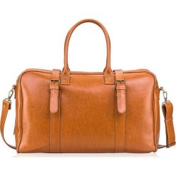Skórzana torba męska podróżna, weekendowa Solier jasnobrązowa - jasny brąz. Pomarańczowe torby męskie skórzane w paski, ze skóry, eleganckie. Za 649,99 zł.