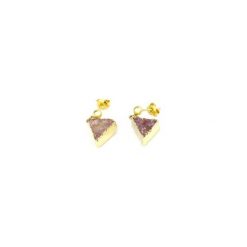Earrings Druzy Agatu Róż złoto. Różowe kolczyki damskie Brazi druse jewelry, złote, na sztyftcie. Za 170,00 zł.