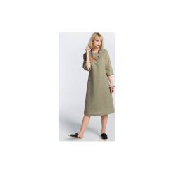 Sukienka lniana letnia Pożegnanie z Afryką. Pomarańczowe sukienki damskie Zoee, na lato, s, bez wzorów, ze lnu, eleganckie, bez kołnierzyka, bez rękawów, trapezowe. Za 240,00 zł.