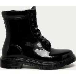 Hugo - Workery. Czarne workery damskie HUGO, z gumy, z okrągłym noskiem, bez obcasa, na obcasie, na sznurówki. Za 479,90 zł.
