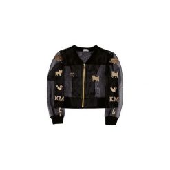 Bomber Haftowany. Czarne kurtki damskie marki Kozacki Mops, s, z haftami, z bawełny, krótkie, bez kaptura. Za 199,00 zł.
