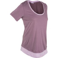 Shirt sportowy 2 w 1, krótki rękaw bonprix matowy lawendowy melanż. Fioletowe bluzki sportowe damskie bonprix, bez wzorów, bez kołnierzyka, z krótkim rękawem, krótkie, bez kaptura. Za 42,99 zł.