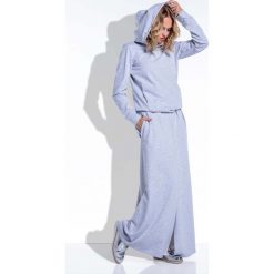 Dzianinowy Szary Komplet Długa Spódnica i Bluza z Kapturem. Szare bluzy damskie Molly.pl, s, bez wzorów, z dzianiny, z długim rękawem, długie, z kapturem. Za 250,00 zł.