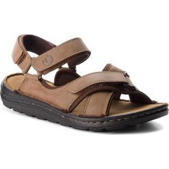 Sandały LANETTI - MSA692-1 Khaki. Pomarańczowe klapki męskie marki Lanetti, bez wzorów, ze skóry ekologicznej. Za 89,99 zł.