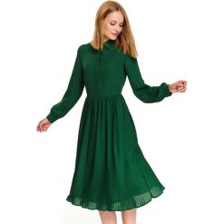 Sukienka tkaninowa długa. Zielone sukienki damskie Top Secret, na co dzień, na zimę, bez wzorów, z tkaniny, eleganckie, bez kołnierzyka, z długim rękawem, długie, midi, proste. W wyprzedaży za 84,99 zł.