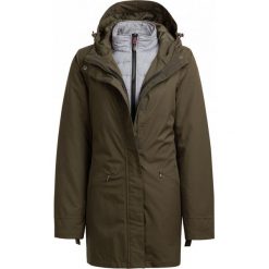 Kurtka fukcyjna 3w1 damska KUDT600 - khaki - Outhorn. Brązowe kurtki damskie marki Outhorn, bez wzorów, z puchu, bez kaptura. W wyprzedaży za 229,99 zł.