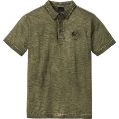 Shirt polo Slim fit bonprix ciemnooliwkowy. Zielone koszulki męskie bonprix, s, z nadrukiem, bez rękawów. Za 69,99 zł.
