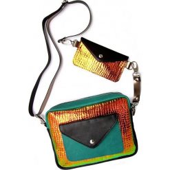 Torebki klasyczne damskie: Torebka Double Bag – ledowy kroko zielono-rudy