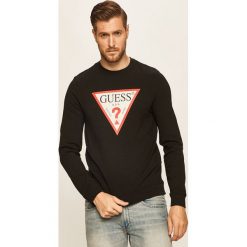 Guess Jeans - Bluza. Niebieskie bluzy męskie Guess Jeans, s, z nadrukiem, z elastanu, z okrągłym kołnierzem, bez rękawów, bez kaptura. Za 329,90 zł.