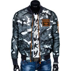 KURTKA MĘSKA PRZEJŚCIOWA BOMBERKA C357 - SZARA/MORO. Szare kurtki męskie bomber Ombre Clothing, m, moro, z nylonu. Za 119,00 zł.