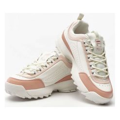 Wzorzyste Buty Fila Disruptor CB Low WMN. Czerwone sneakersy damskie Molly.pl, ze skóry. Za 519,00 zł.
