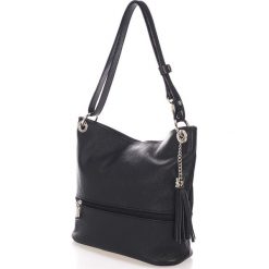 Torebki klasyczne damskie: Skórzana torebka w kolorze czarnym – 50 x 35 x 12 cm