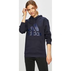 Adidas Performance - Bluza. Niebieskie bluzy damskie adidas Performance, s, z nadrukiem, z bawełny, bez rękawów, z kapturem. W wyprzedaży za 219,90 zł.