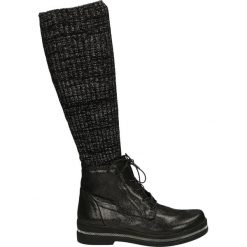 Kozaki - 18472 SYH NER. Czarne buty zimowe damskie marki Venezia, z materiału, na obcasie. Za 279,00 zł.