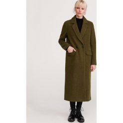 Płaszcz z wełną - Khaki. Brązowe płaszcze damskie Reserved, bez wzorów, z wełny. Za 349,99 zł.