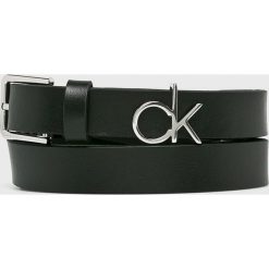 Calvin Klein - Pasek. Czarne paski damskie marki Calvin Klein, w paski, ze skóry. Za 299,90 zł.