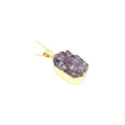 Colare Ametyst Druza Ciemnofioletowa. Fioletowe naszyjniki damskie Brazi druse jewelry, z ametystem, srebrne. Za 170,00 zł.