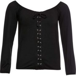 Shirt z dekoltem carmen bonprix czarny. Czarne koszulki damskie bonprix, bez wzorów, bez kołnierzyka. Za 69,99 zł.
