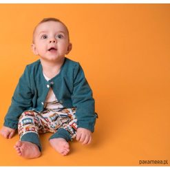 Bluza dwustronna pociągi/turkus. Brązowe bluzy chłopięce marki Pakamera, z bawełny. Za 185,00 zł.