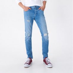 Jeansy slim fit z recyklingowaną bawełną - Niebieski. Niebieskie jeansy męskie House, m, bez wzorów. Za 139,99 zł.