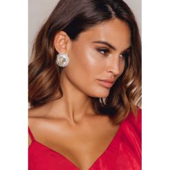 Kolczyki damskie: NA-KD Accessories Duże, okrągłe kolczyki z kryształami – Silver