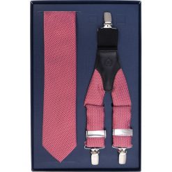 Czerwony zestaw w kółka - szelki i krawat Z3. Czerwone krawaty męskie eleganckie. Za 99,00 zł.