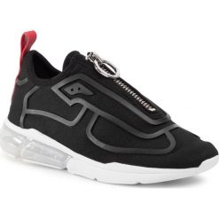 Sneakersy DKNY - Nilli Zipper Slip K4996110 Nickel Blk/Shny. Czarne półbuty damskie DKNY, z materiału. W wyprzedaży za 519,00 zł.