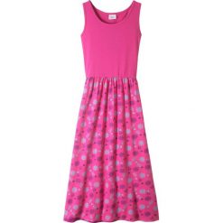 Sukienka shirtowa bonprix różowa magnolia. Różowe sukienki dziewczęce bonprix, z nadrukiem, bez rękawów, rozkloszowane. Za 27,99 zł.