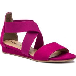 Sandały TAMARIS - 1-28138-22 Fuxia 513. Fioletowe klapki damskie Tamaris, bez wzorów, z zamszu, bez obcasa. W wyprzedaży za 169,00 zł.