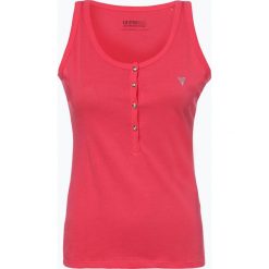 Guess Jeans - Top damski, czerwony. Czerwone topy damskie Guess Jeans, m, z aplikacjami, z jeansu, bez kołnierzyka. Za 119,95 zł.