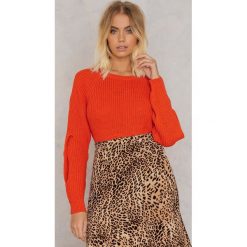 Swetry klasyczne damskie: Trendyol Sweter z otwartym rękawem z detalem – Red,Orange