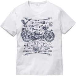 T-shirt z nadrukiem Regular Fit bonprix biały. Białe t-shirty męskie z nadrukiem bonprix, m. Za 24,99 zł.