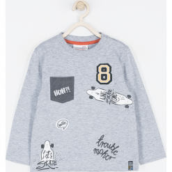 Koszulka. Szare t-shirty chłopięce z długim rękawem marki STREET VIBER, z nadrukiem, z bawełny. Za 34,90 zł.