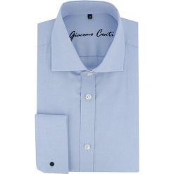 Koszula UGO slim KDNS000039. Niebieskie koszule męskie Giacomo Conti, m, bez wzorów, z bawełny, eleganckie, z włoskim kołnierzykiem, z długim rękawem. Za 229,00 zł.