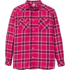 Koszula flanelowa z długim rękawem bonprix różowy w kratę. Czerwone koszule męskie bonprix, xl, bez wzorów, bez kołnierzyka, z długim rękawem. Za 89,99 zł.