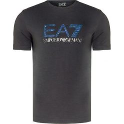 T-shirt EA7 EMPORIO ARMANI. Szare t-shirty męskie EA7 Emporio Armani, z nadrukiem, z tkaniny, z okrągłym kołnierzem. W wyprzedaży za 222,00 zł.