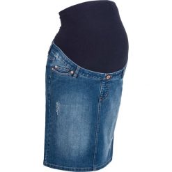 Spódnica ciążowa dżinsowa "super-stretch" bonprix niebieski "stone". Niebieskie spódniczki damskie bonprix, w paski, z materiału, moda ciążowa. Za 89,99 zł.