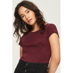 Bawełniany t-shirt basic - Bordowy. Czerwone t-shirty damskie Sinsay, s, bez wzorów, z bawełny, bez kołnierzyka. Za 19,99 zł.